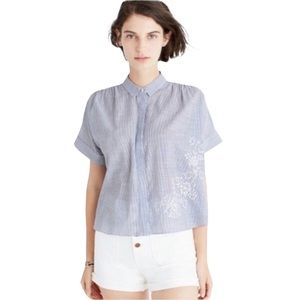 Madewell striped shirt with embroidered floral top